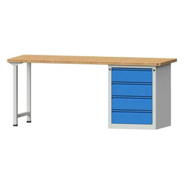 ANKE Kombiwerkbank Modell 825 E, 2000x700x840mm, Buche massiv, Sockelschrank, 4 Schubladen