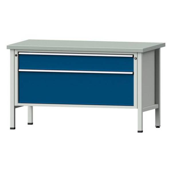 ANKE Kastenwerkbank Modell 15 VX, 1500x800x890, Stahlplatte, 2 Schubladen, blau