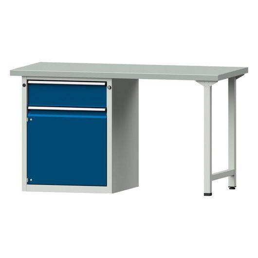 ANKE Kombiwerkbank Modell 801 V, 1500x700x840mm, Stahlplatte, Sockelschrank, 1 Schublade, Tür-0