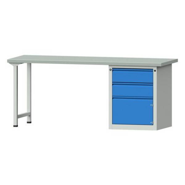 ANKE Kombiwerkbank Modell 823 E, 2000x700x840mm, Stahlplatte, Sockelschrank, 2 Schublade, 1 Tür