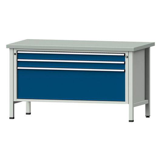 ANKE Kastenwerkbank Modell 16 VX, 1500x800x840, Stahlplatte, 3 Schubladen, blau-0