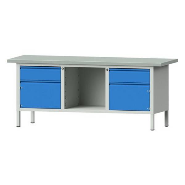 ANKE Kastenwerkbank Modell 119 E, 2000x700x840, Stahlplatte, 2 Schubl., 2 Türen, offenes Fach