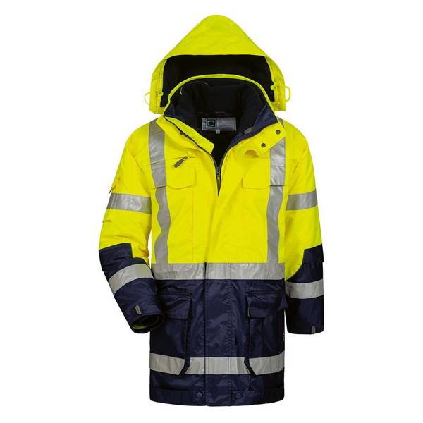 Warnschutzparka Elysee 4-in-1, 23421, fluoreszierend gelb/marine, Größe 2XL