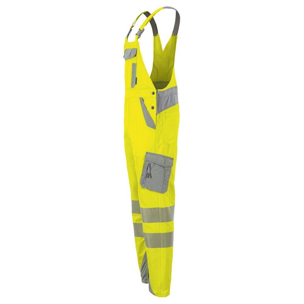 Planam Norit Warnschutz Herren Latzhose, Arbeitshose, 5931, gelb/grau, Größe 110-1