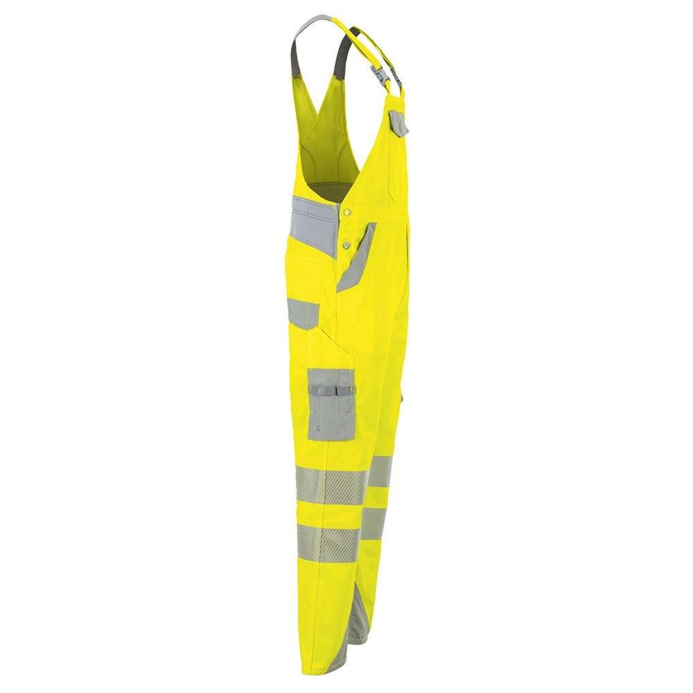 Planam Norit Warnschutz Herren Latzhose, Arbeitshose, 5931, gelb/grau, Größe 110-2