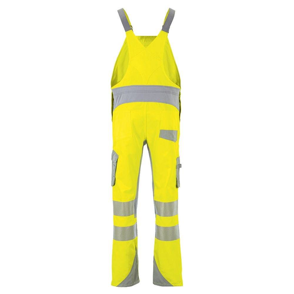Planam Norit Warnschutz Herren Latzhose, Arbeitshose, 5931, gelb/grau, Größe 110-3