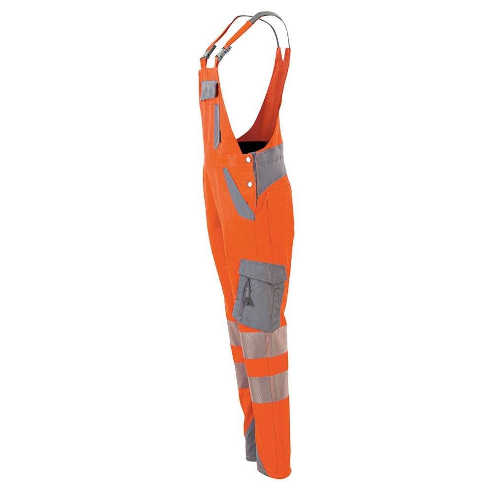 Planam Norit Warnschutz Damen Latzhose, Arbeitshose, 5935, orange/grau, Größe 42-1