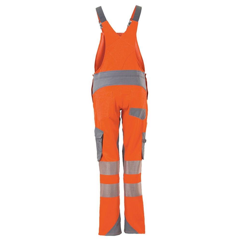 Planam Norit Warnschutz Damen Latzhose, Arbeitshose, 5935, orange/grau, Größe 42-3
