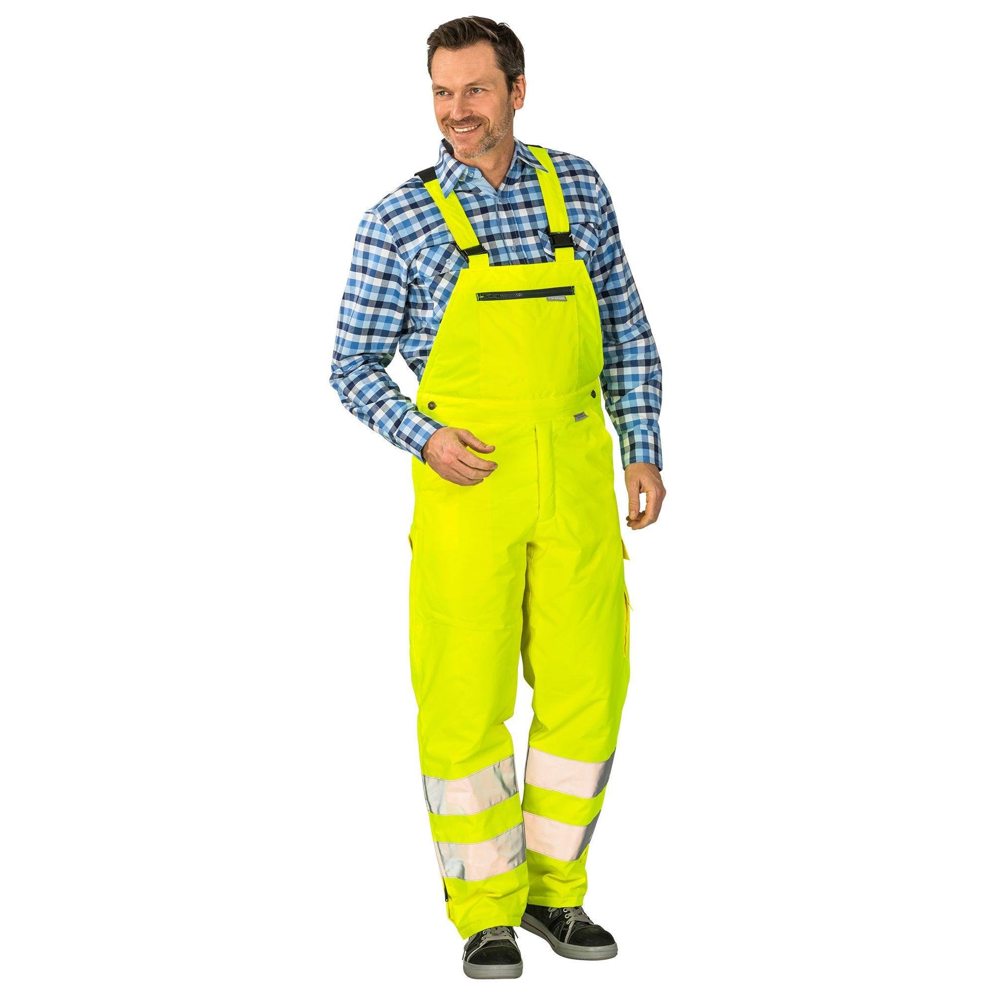 Planam Warnschutz-Winterlatzhose, 2060, wattiert und wasserdicht, uni gelb, Größe 2XL-4