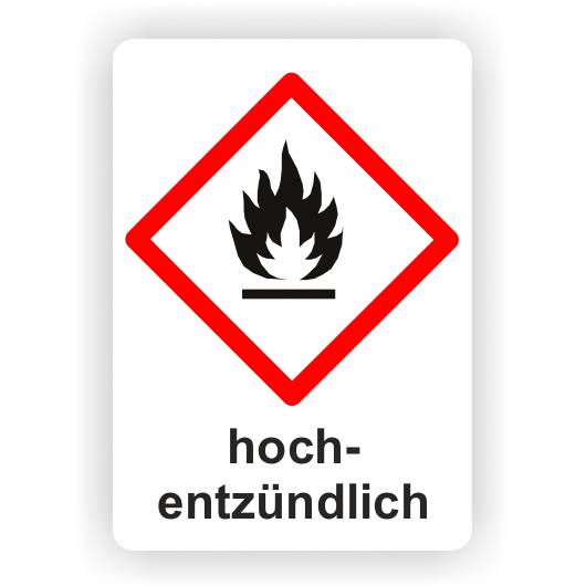 Gefahrensymbol GHS02 Flamme, hochentzündlich, 26 x 37 mm, 12 St./VE-0