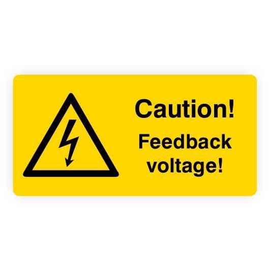 Warnaufkleber, Caution!Feedback voltage!, Folie, 52x26 mm-0
