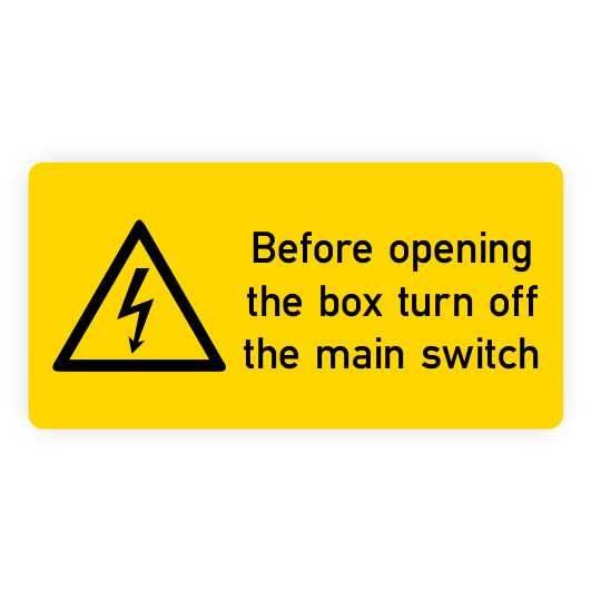 Warnaufkleber, Before opening turn off, Folie, 52x26 mm-0
