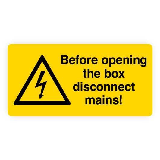 Warnaufkleber, Before opening disconnect mains, Folie, 52x26 mm-0