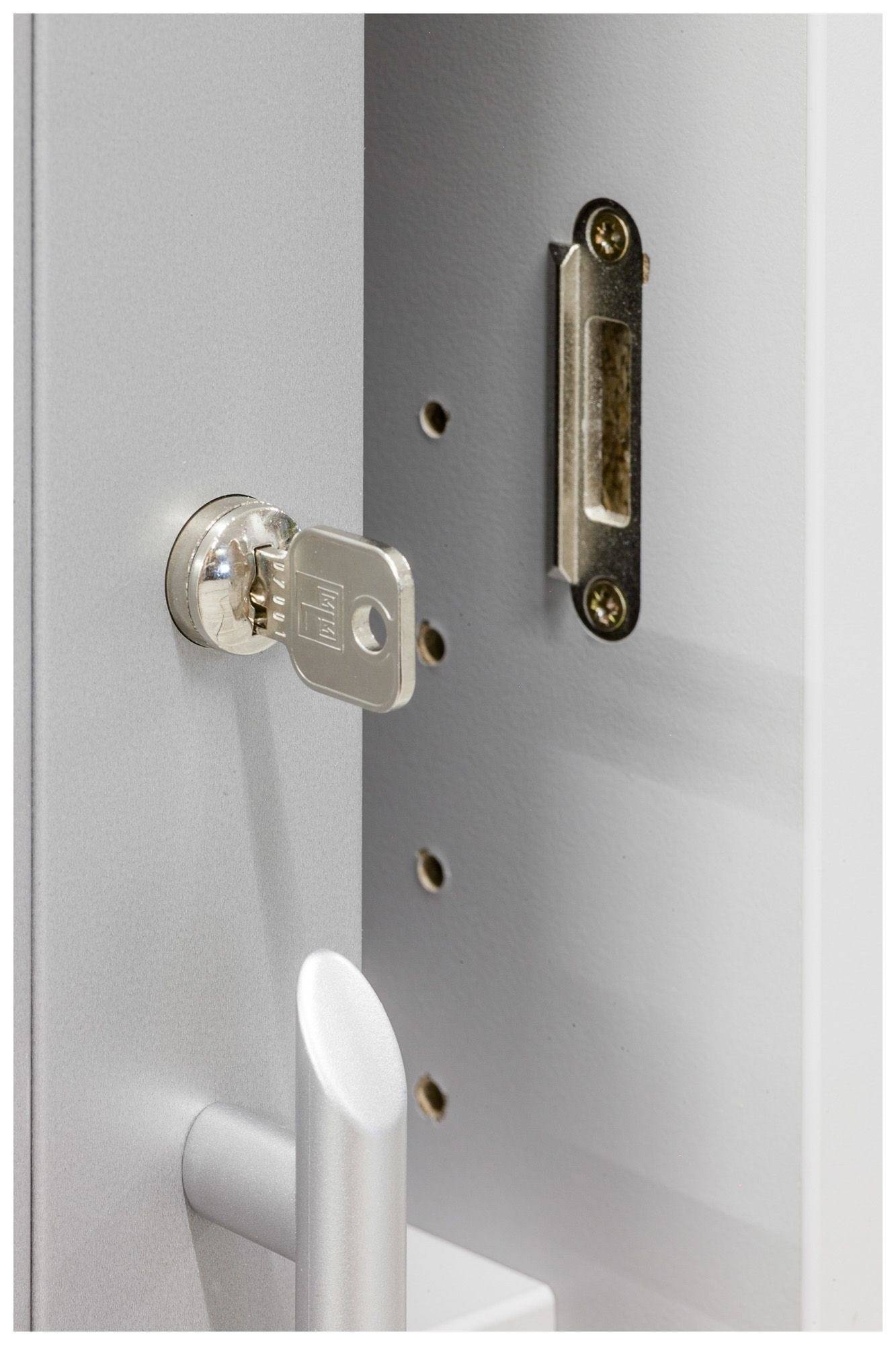 Hammerbacher Rollladenschrank Securoline, 2 OH, 120 x 40 x 74,8 cm, nussbaum/silber-3