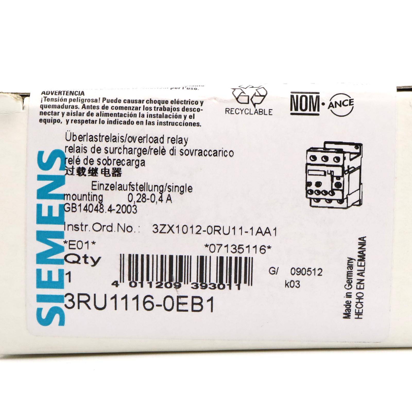 Siemens Überlastrelais 3RU1116-0EB1 OVP-1