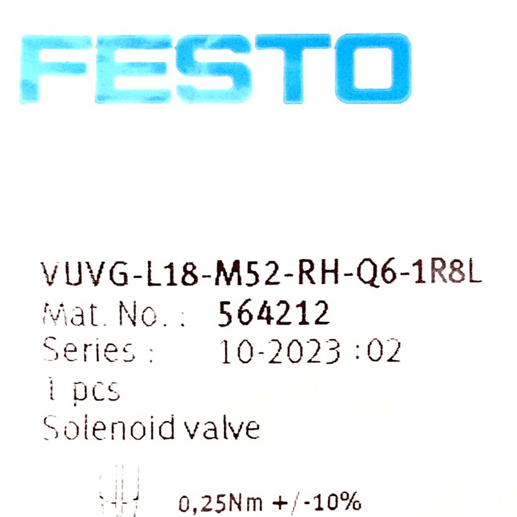 FESTO Magnetventil 564212 (VUVG-L18-M52-RH-Q6-1R8L)-1