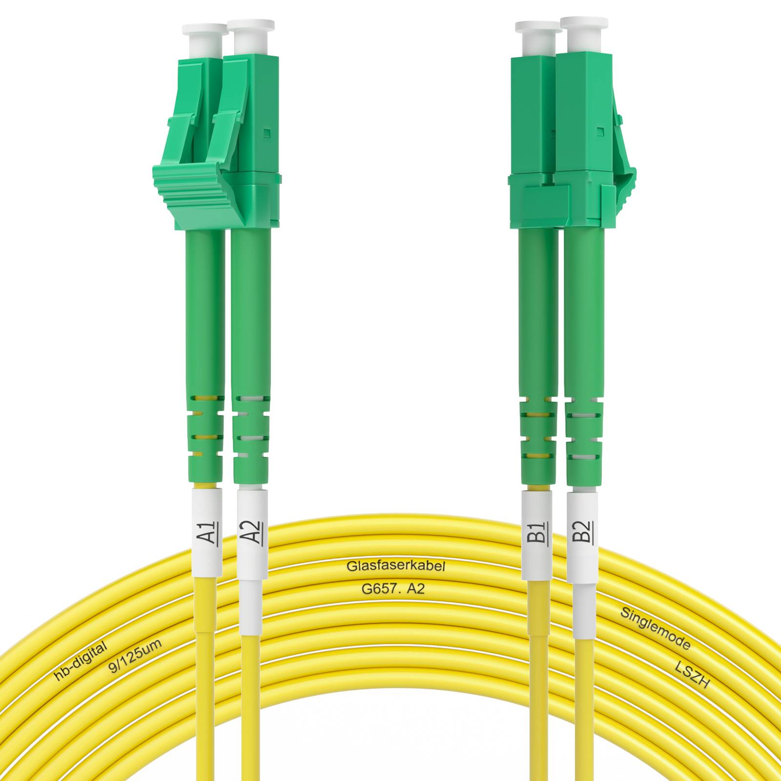 hb-digital Glasfaserkabel Netzwerkkabel 15m Duplex LC/APC-LC/APC, G.657.A2-0