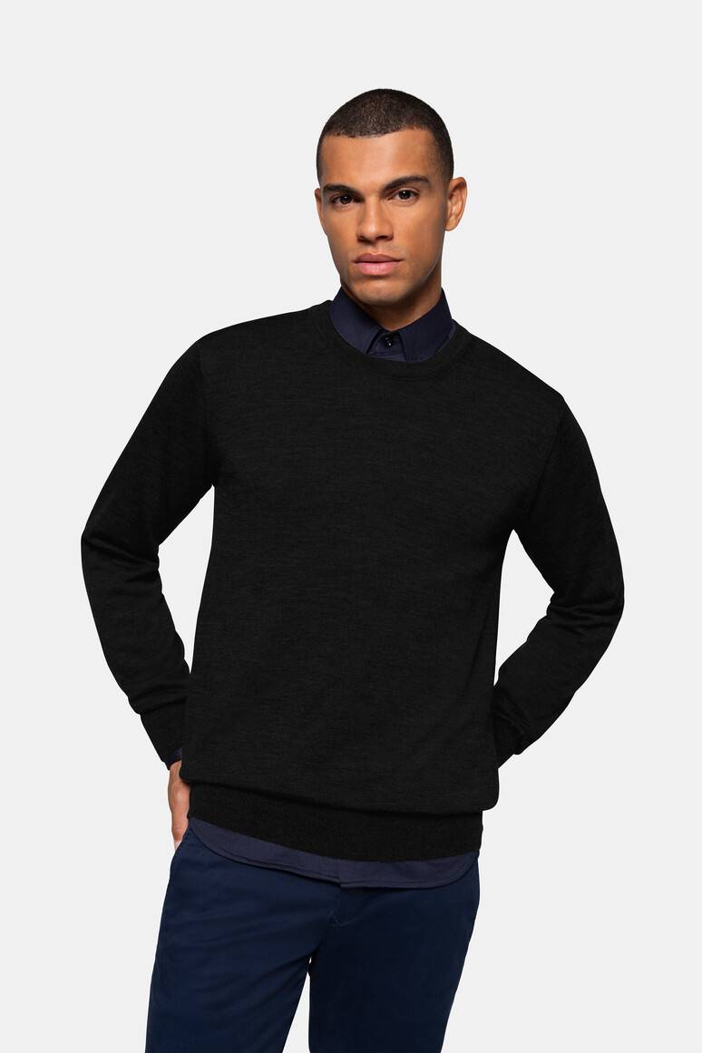 HAKRO Pullover Merino-Wolle schwarz, L-0