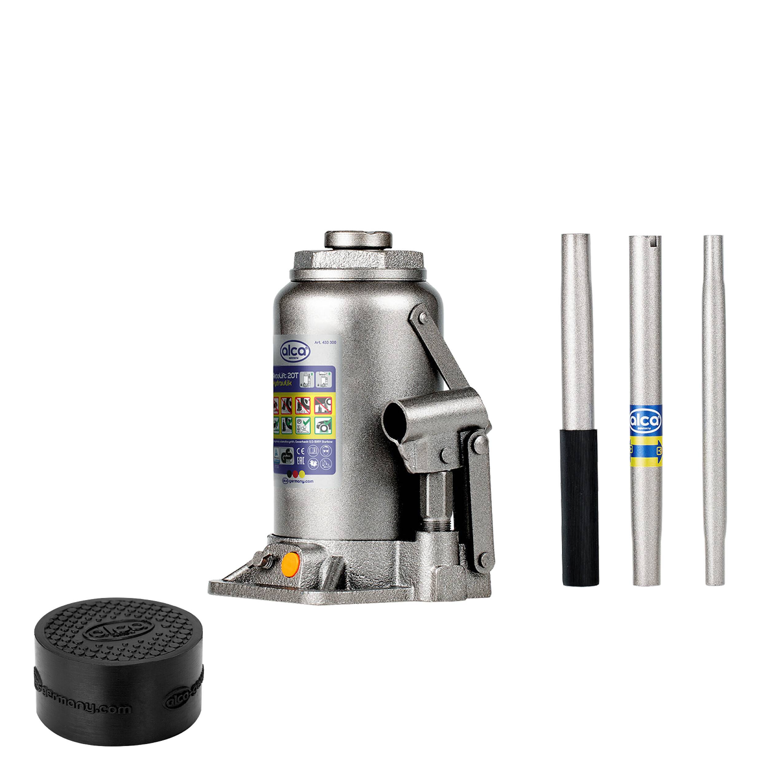 alca® Wagenheber Set hydraulisch 20 t 244-449mm Hubhöhe inkl. Gummiauflage Doppelkolben Stempelheber mit-0