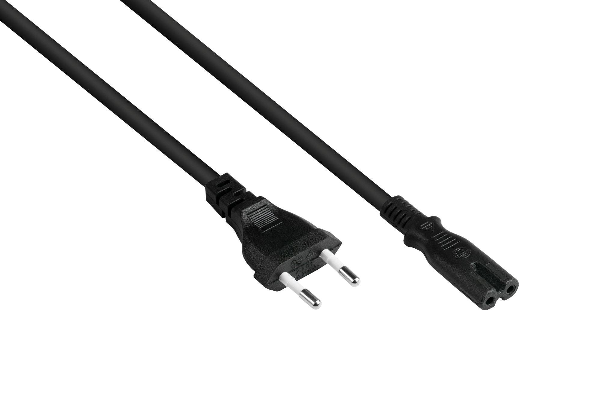 Euro-Netzkabel Euro-Stecker Typ C an C7/Euro 8 Buchse, schwarz, 0,75mm², 10m-0