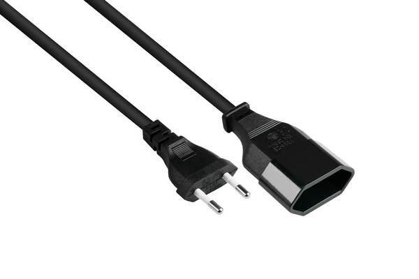 Euro-Verlängerung Euro-Stecker Typ C an Euro-Buchse, schwarz, 0,75mm², 1m