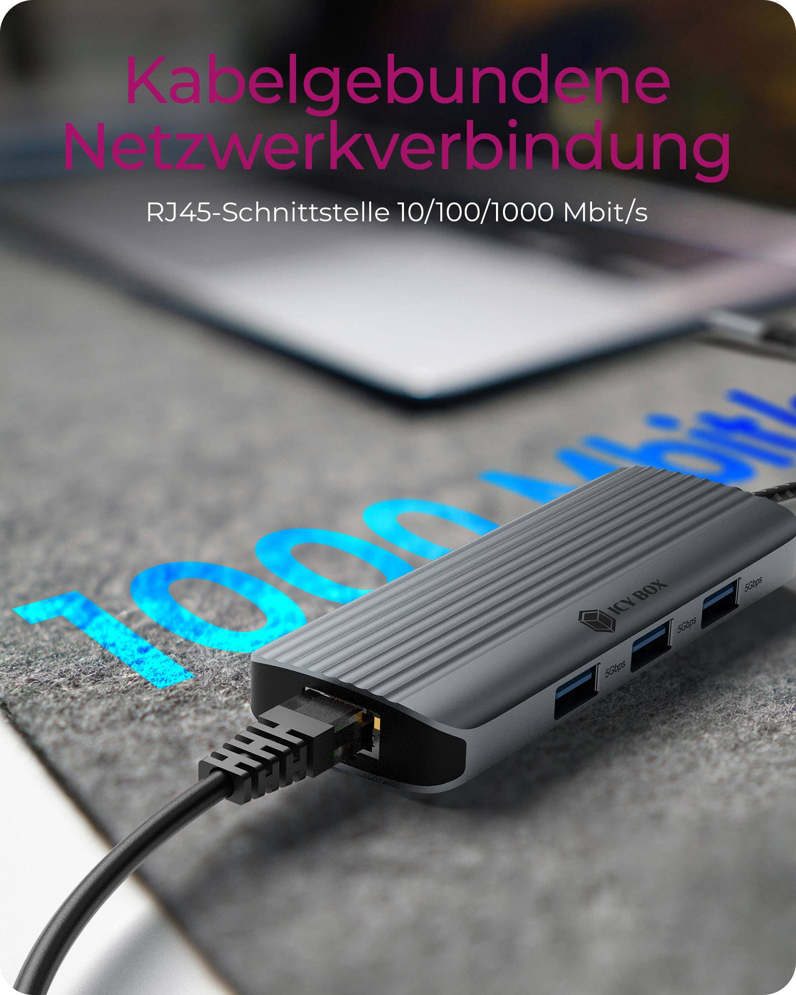 IB-DK4034a-CPD, 6 in 1 docking station, HDMI 4K60Hz, 3× USB-A USB 3.2 Gen1, 1×RJ45 1Gbit/s, 1×USB-C für PD3.0 100W-2