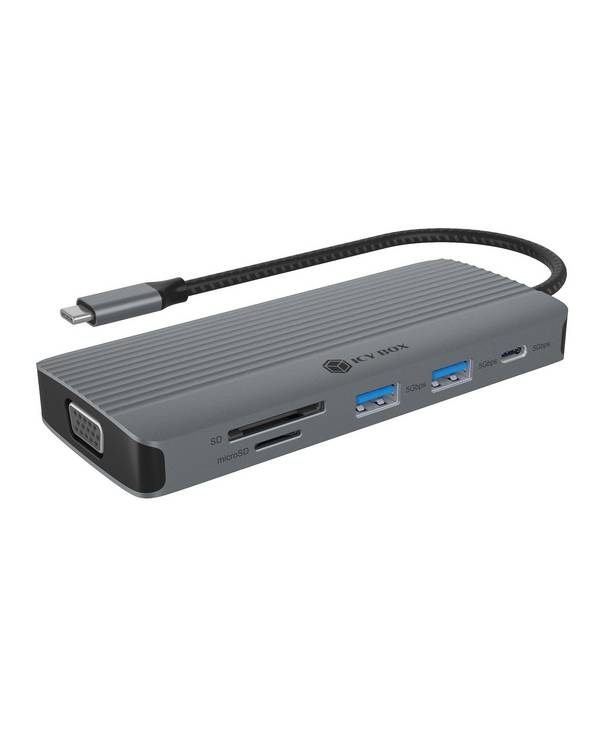IB-DK4040a-CPD, 10 in 1 USB-C Docking station, 1x HDMI 4K60Hz, 1x VGA, 3x USB-A 5G, 1x USB-C 5G, 1x USB-C for PD 100W