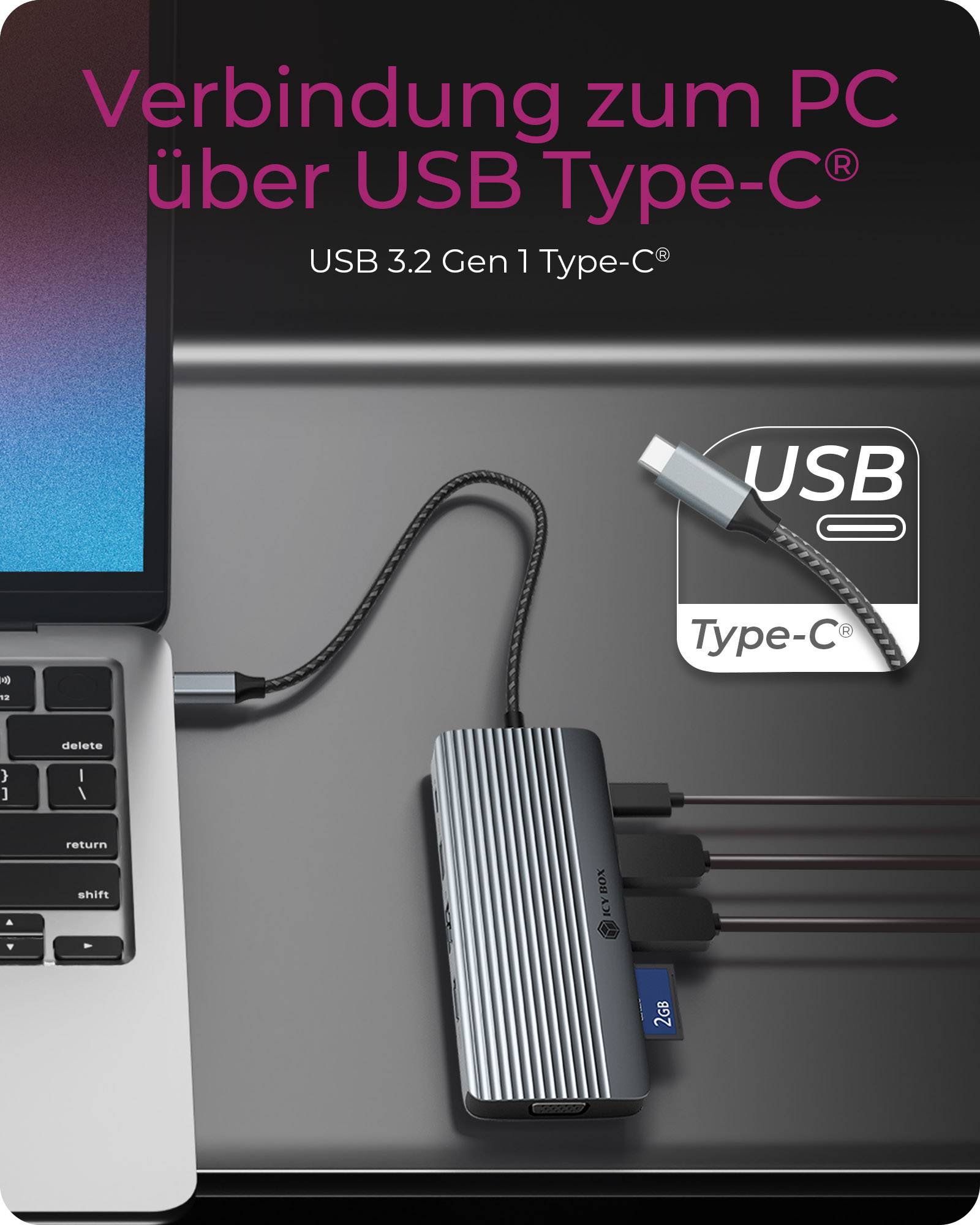 IB-DK4040a-CPD, 10 in 1 USB-C Docking station, 1x HDMI 4K60Hz, 1x VGA, 3x USB-A 5G, 1x USB-C 5G, 1x USB-C for PD 100W-4