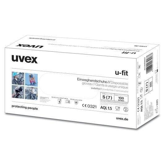 uvex Einweghandschuhe u-fit, Chemikalienschutz, Größe XS, blau, 50 Paar/Box-1