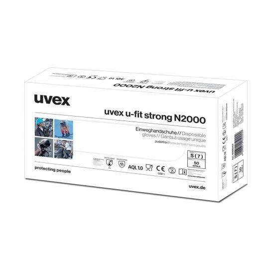 uvex Einweghandschuhe u-fit strong N2000, Chemikalienschutz, Größe L, blau, 50 Stück/Box-1