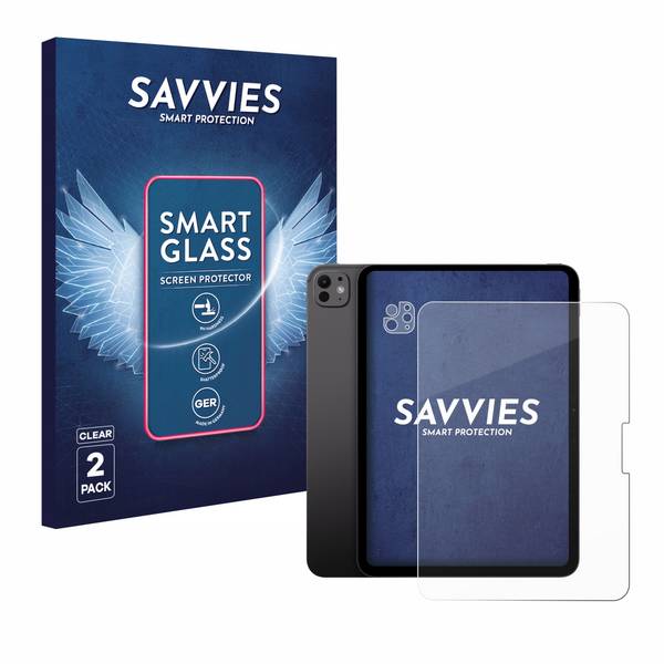 Savvies Smart Glass 2x Flexible Panzer Schutz Glas Folie für Apple iPad Pro 11" 2024 (Display+Kamera)