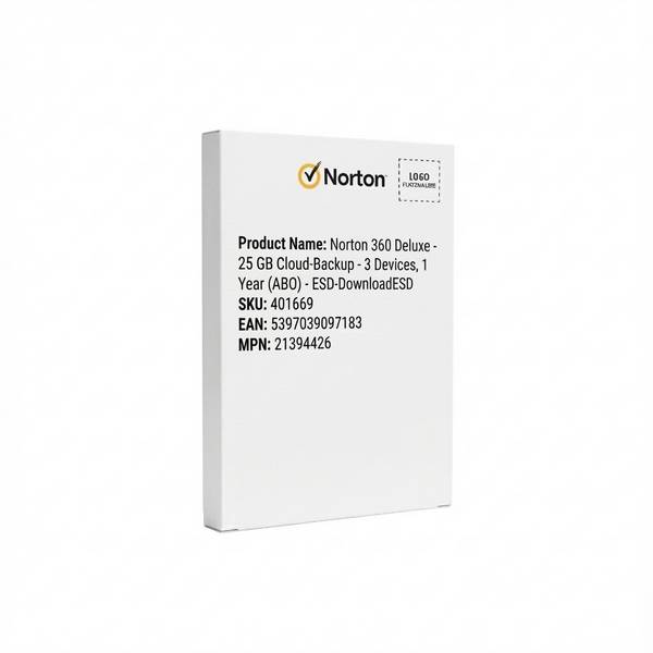 Norton 360 Deluxe - 25 GB Cloud-Backup - 3 Devices, 1 Year (ABO) - ESD-Download Software