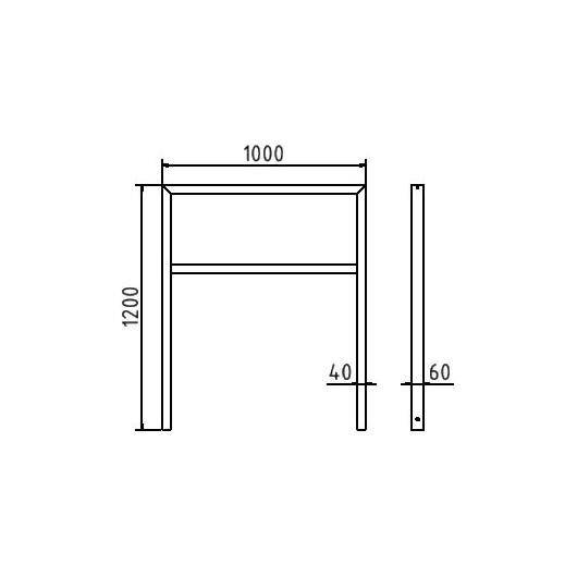 Anlehnbügel, 1000mm, Querholm, Einbetonieren, 800 mm Überflur, Rechteckrohr 60x40mm, feuerverzinkt-3