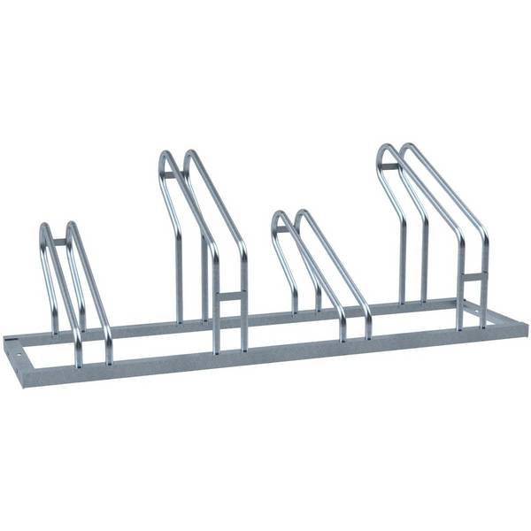 Fahrradständer, 4 Plätze, Reihenanlage, 1400x500 mm, Hoch-/Tiefstellung, einseitig, feuerverzinkt