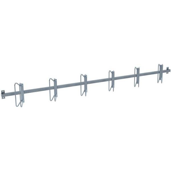 Reihenparker Wandbefestigung, zum Andübeln, Länge 3100 mm, 6 Stellplätze, links/rechts 45°, verzinkt