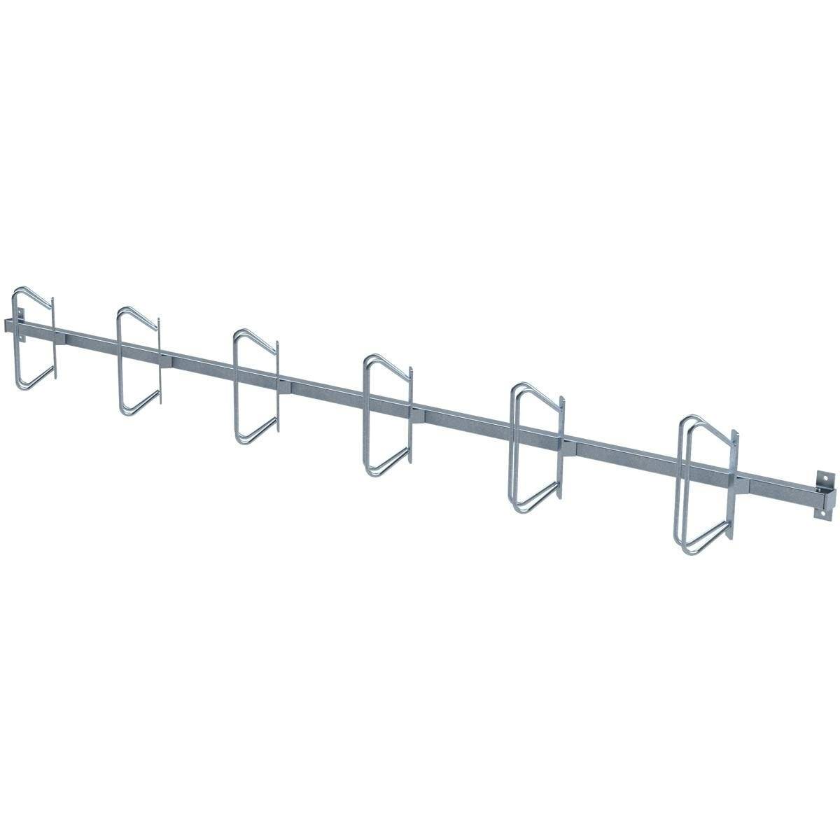 Reihenparker Wandbefestigung, zum Andübeln, Länge 3100 mm, 6 Stellplätze, links/rechts 45°, verzinkt-2