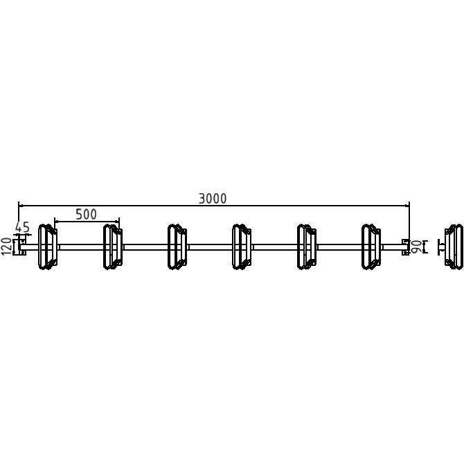 Reihenparker Wandbefestigung, zum Andübeln, Länge 3100 mm, 6 Stellplätze, links/rechts 45°, verzinkt-3