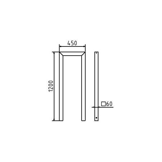 Anlehnbügel, 450mm, zum Einbetonieren, 800mm Überflur, Rechteckrohr 60x60mm, feuerverzinkt-3