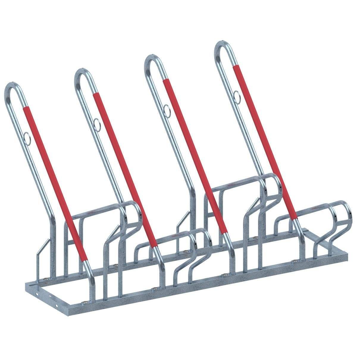 Fahrradständer mit Anlehnbügel, Höhe 850mm, Länge 1400mm, Hoch-/Tiefstellung, einseitig, 4 Plätze-0