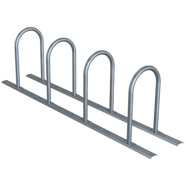 Anlehnbügel Schienensystem, 4 Bügel Rundrohr Ø48 mm, 2800x460mm (LxB), zum Aufschrauben