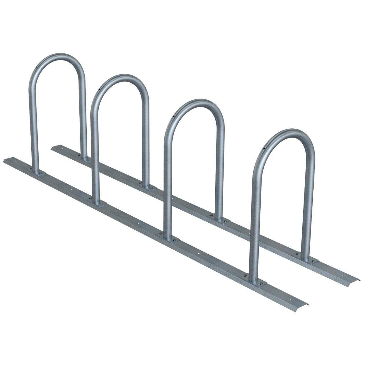 Anlehnbügel Schienensystem, 4 Bügel Rundrohr Ø48 mm, 2800x460mm (LxB), zum Aufschrauben-0