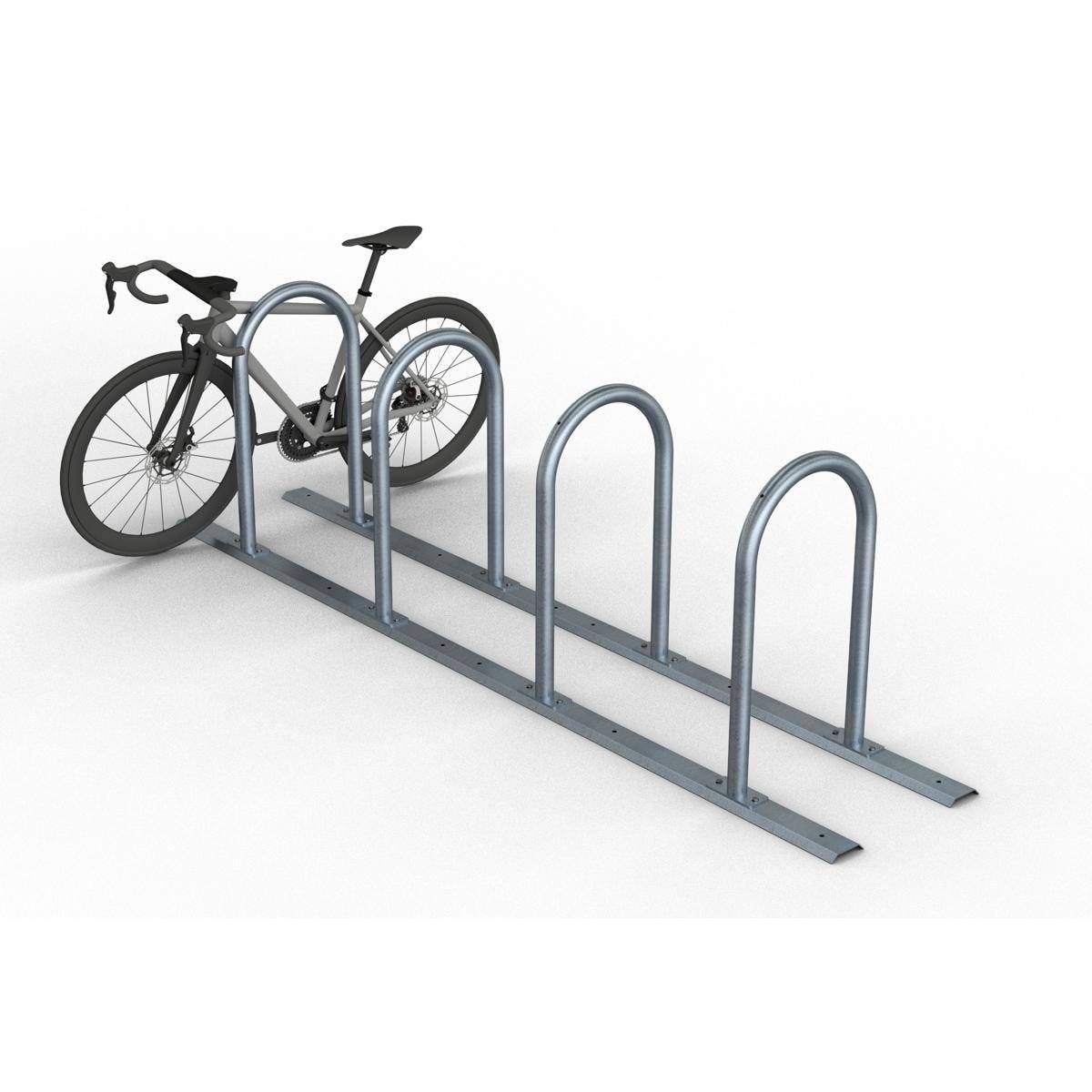 Anlehnbügel Schienensystem, 4 Bügel Rundrohr Ø48 mm, 2800x460mm (LxB), zum Aufschrauben-2