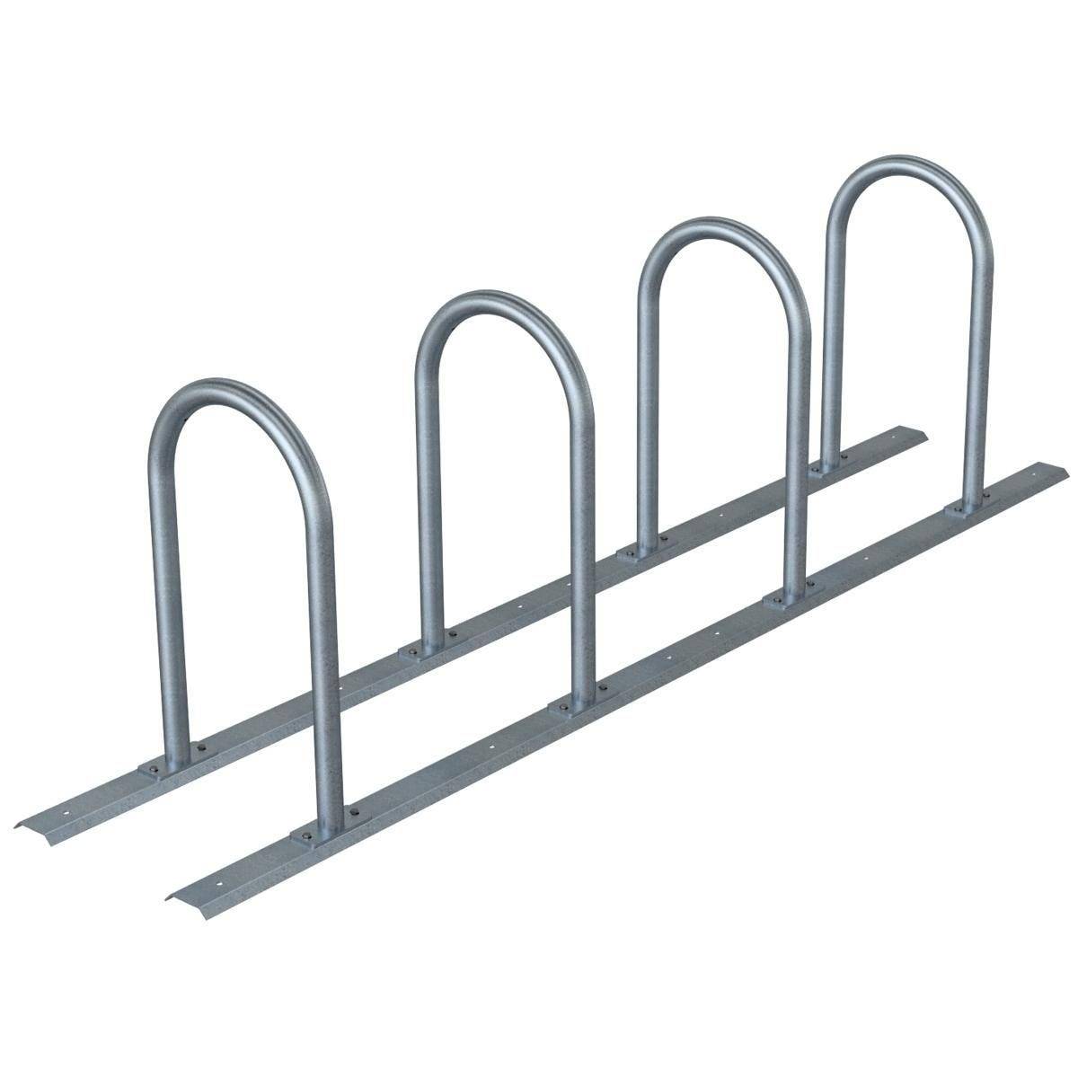 Anlehnbügel Schienensystem, 4 Bügel Rundrohr Ø48 mm, 2800x460mm (LxB), zum Aufschrauben-3