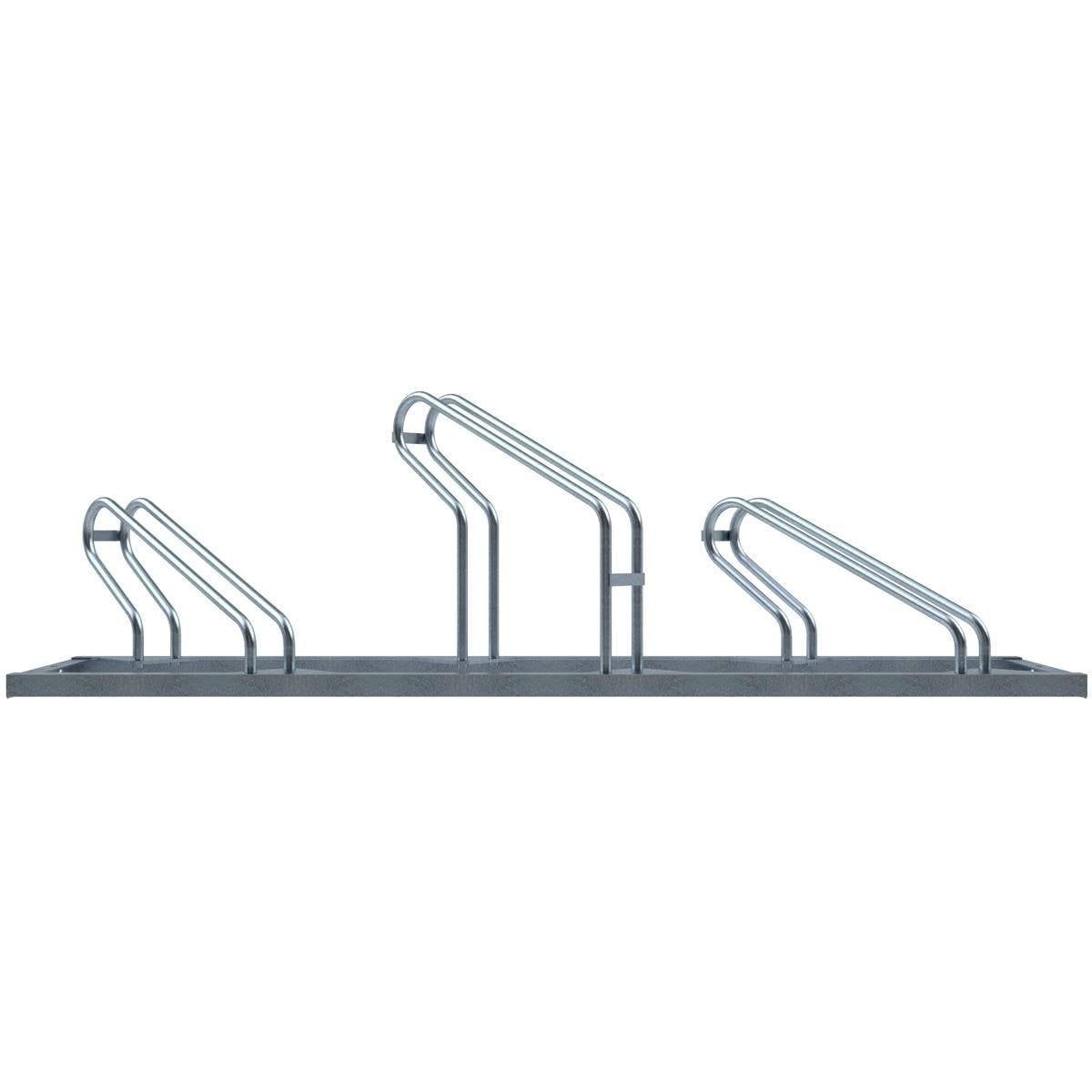 Fahrradständer, 3 Plätze, 45° links, 1695x500 mm, Hoch-/Tiefstellung, einseitig, feuerverzinkt-1