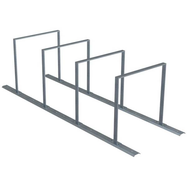Anlehnbügel Schienensystem, 4 Bügel Flachstahl 50x12 mm, 2800x800mm (LxB), zum Aufschrauben