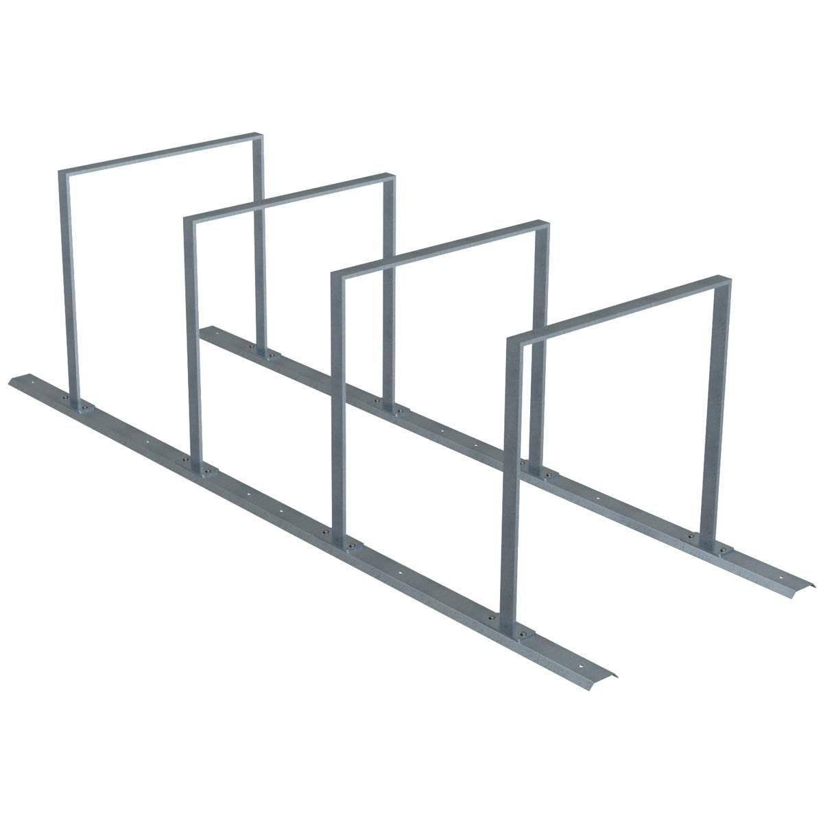 Anlehnbügel Schienensystem, 4 Bügel Flachstahl 50x12 mm, 2800x800mm (LxB), zum Aufschrauben-0