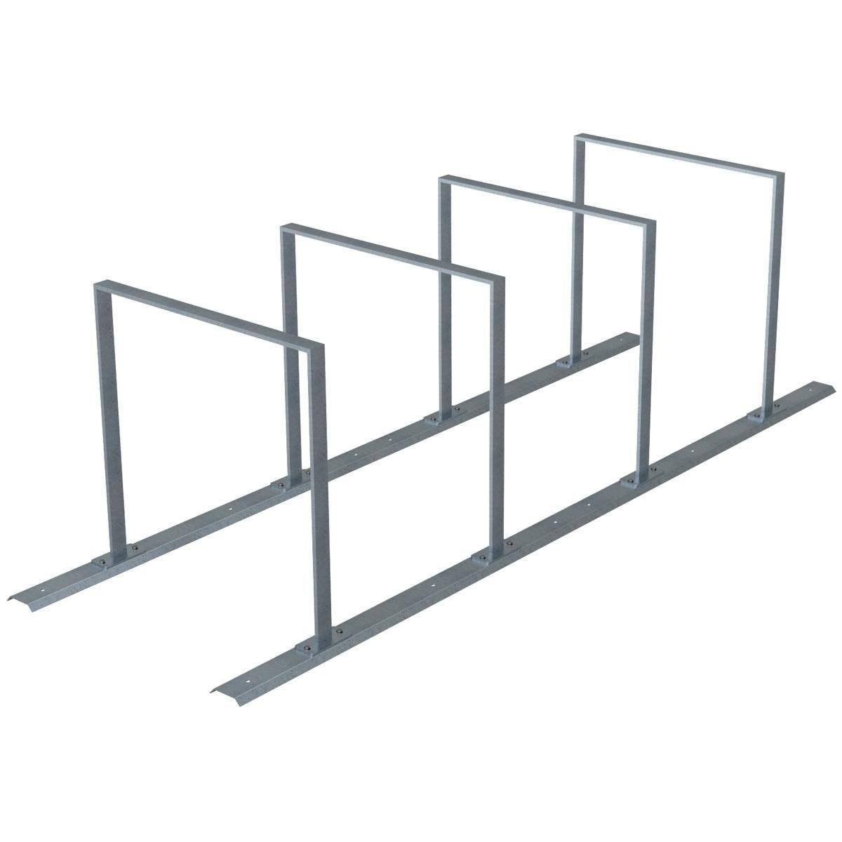Anlehnbügel Schienensystem, 4 Bügel Flachstahl 50x12 mm, 2800x800mm (LxB), zum Aufschrauben-2