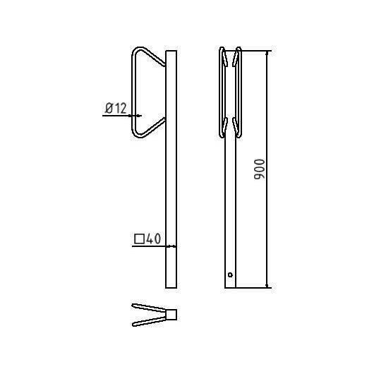 Einzelparker zum Einbetonieren, Standrohr 40x40 mm, Bügel 12mm Rundstahl, Höhe 500mm-4