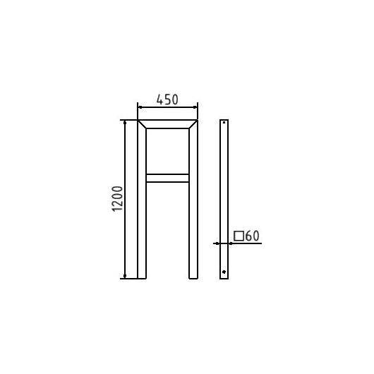 Anlehnbügel, 450mm, Querholm, Einbetonieren, 800 mm Überflur, Rechteckrohr 60x60mm, feuerverzinkt-3