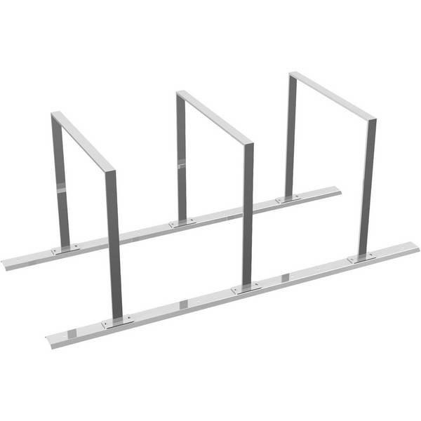 Anlehnbügel Schienensystem, 3 Bügel Flachstahl 50x12 mm, 2100x800mm (LxB), zum Aufschrauben